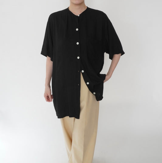 90s Black Long Blouse