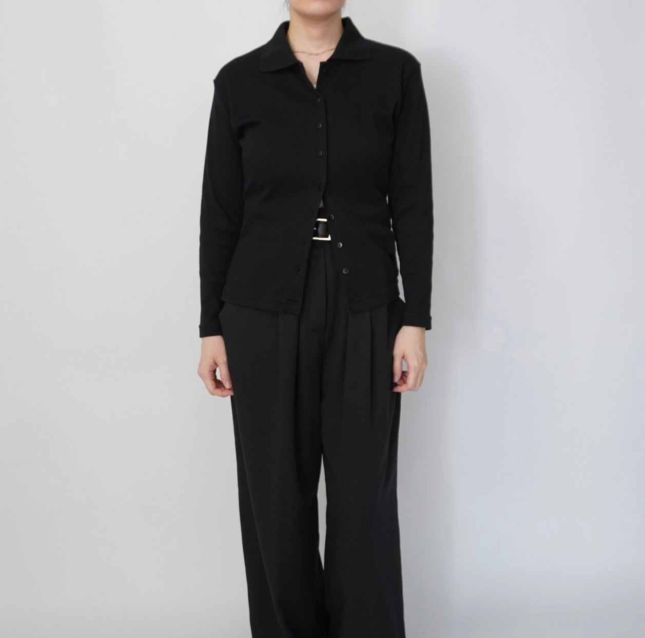 90s Black Ribbed Top