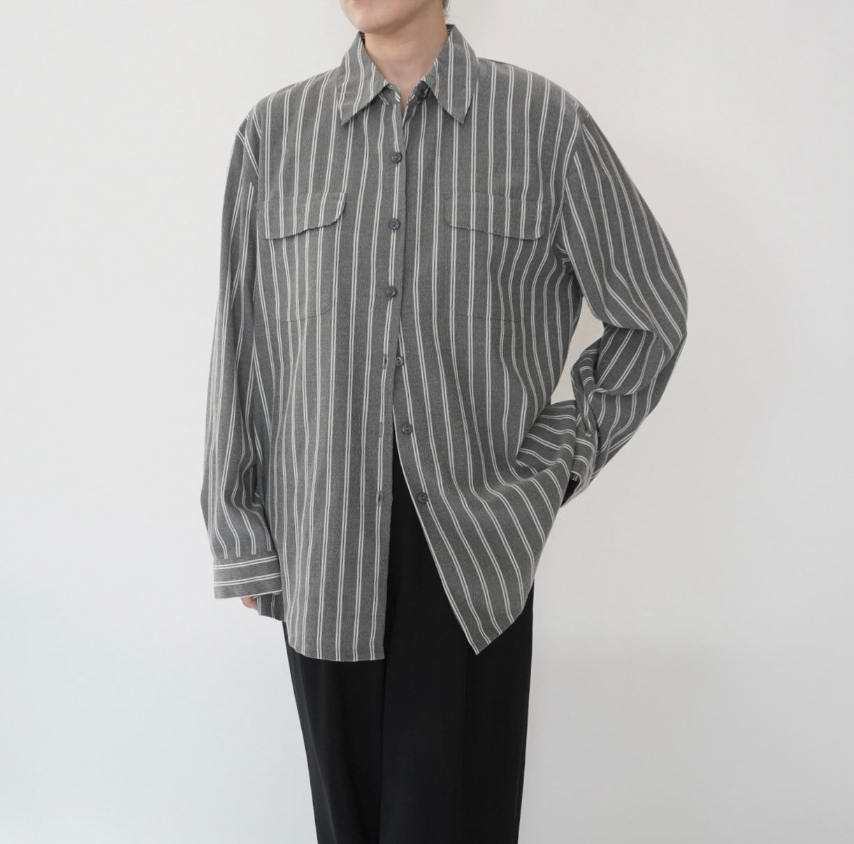 90s Gray Striped Shirt
