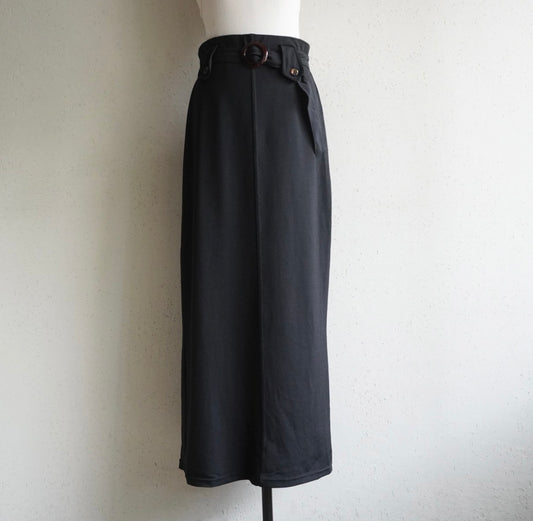 90s Black Belted Skirt Made in Italy