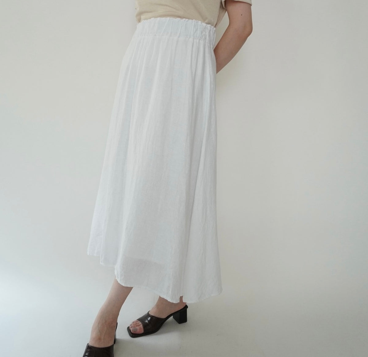 90s White Linen Skirt