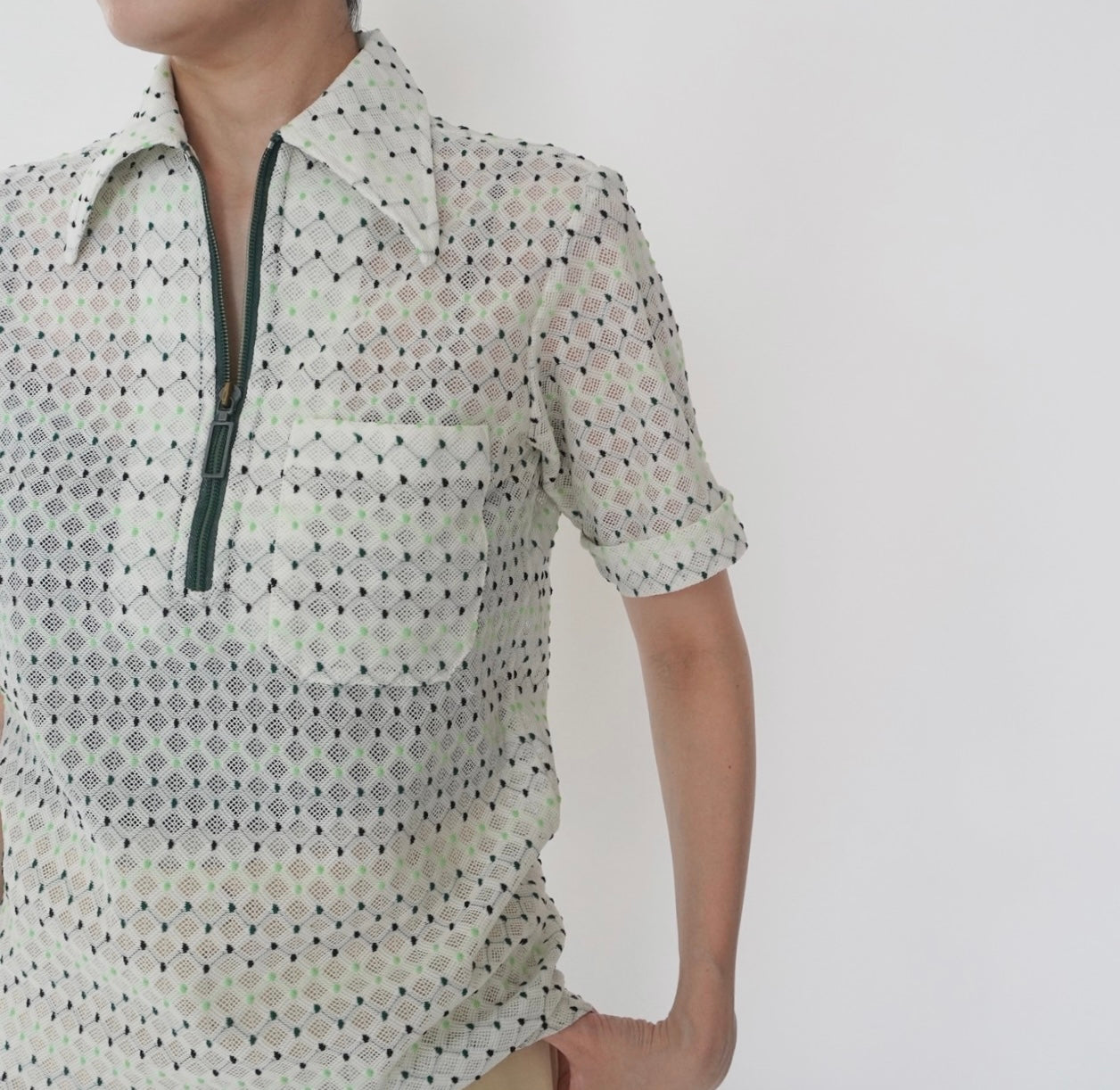 70s Pattern Zip Top