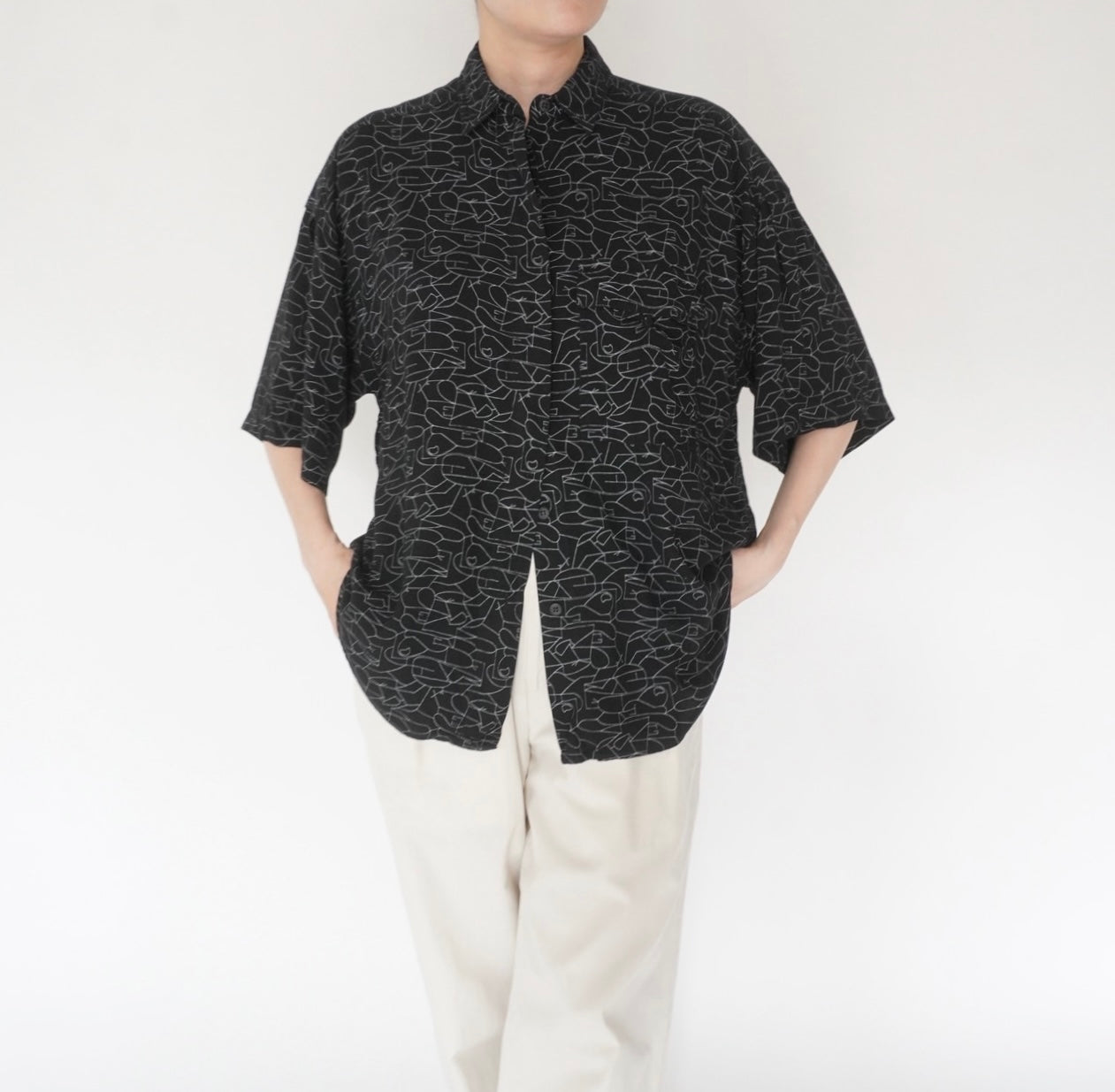 90s Black  Pattern Shirt