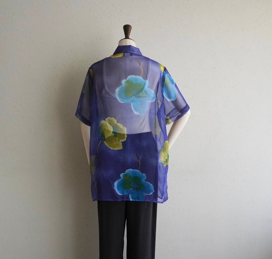 90s Printed Sheer Shirt Made in USA