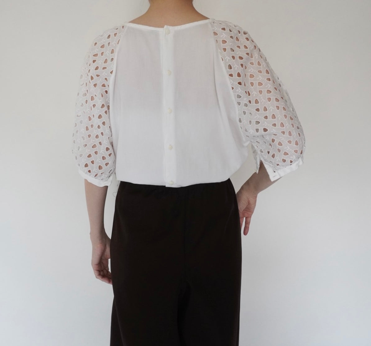 80s Cut Lace Design Blouse