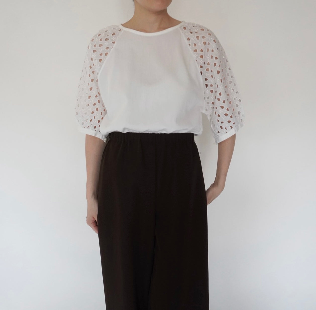 80s Cut Lace Design Blouse