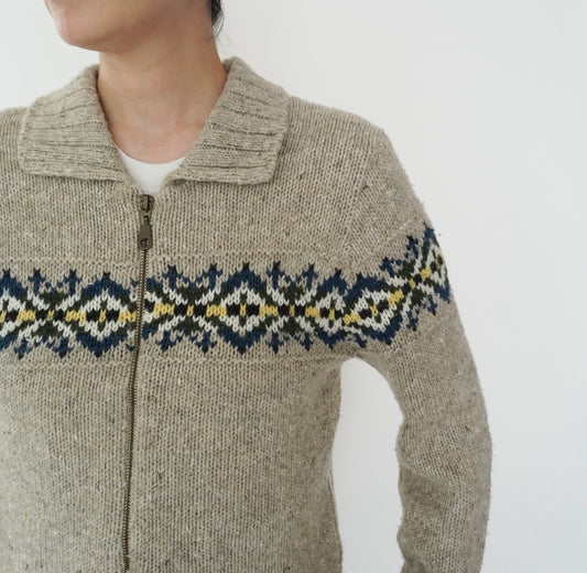 90s Pattern Zip Knit Made in USA