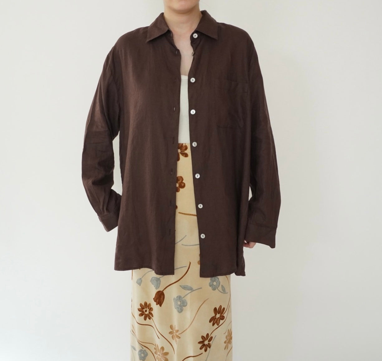 90s Brown Linen Shirt