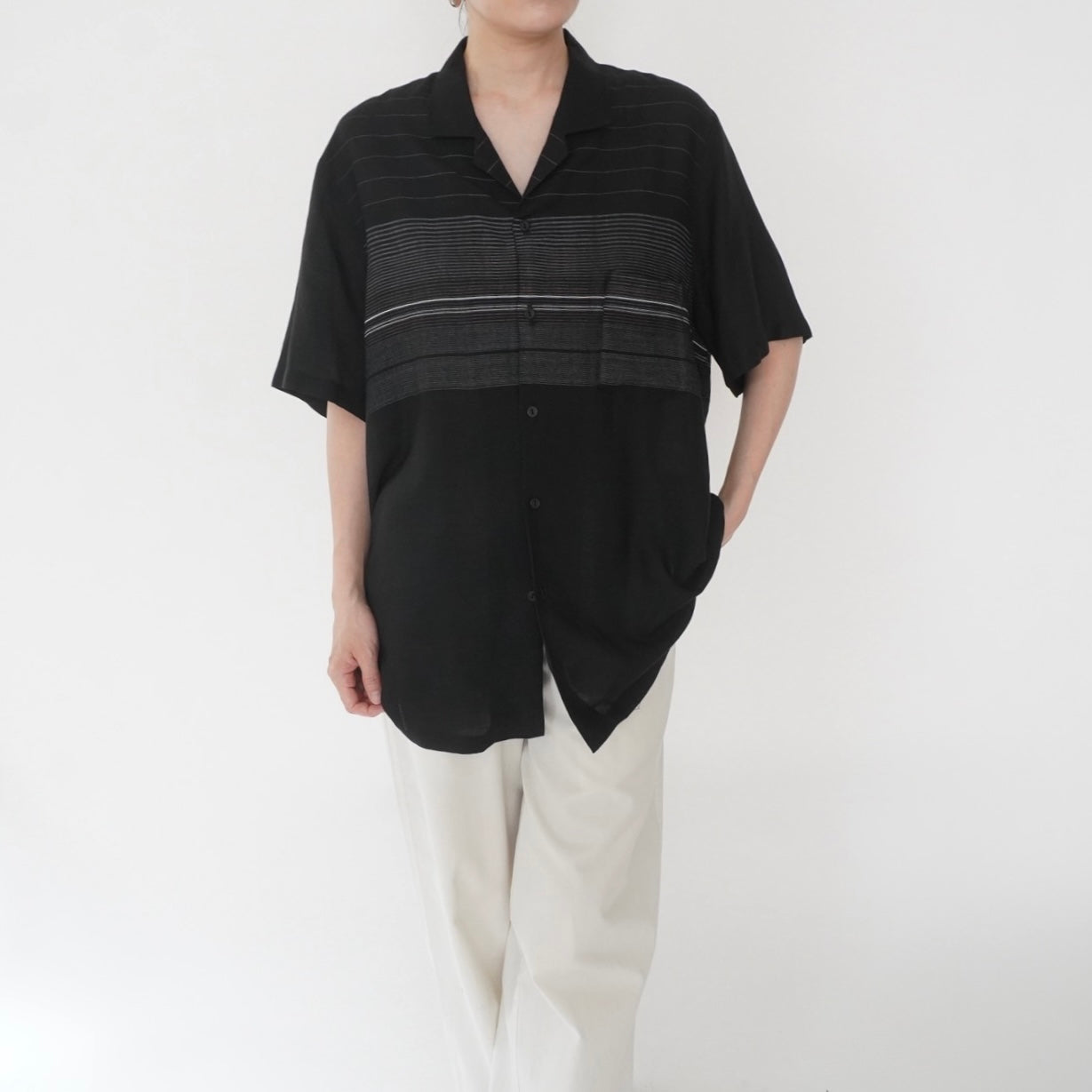 80s Striped Design Shirt Made in USA