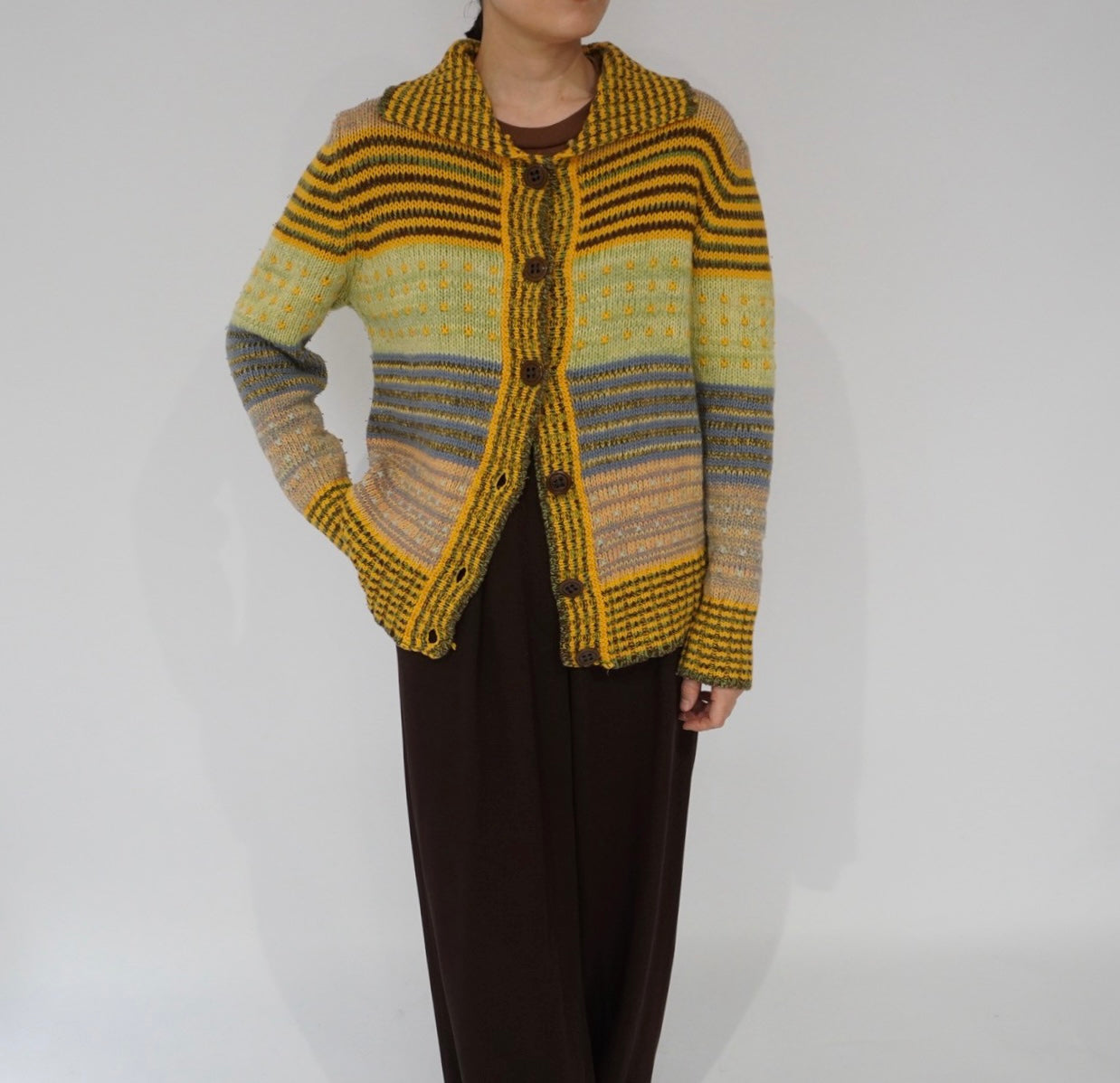 90s "BENETTON" Multi Striped Cardigan Made in Italy