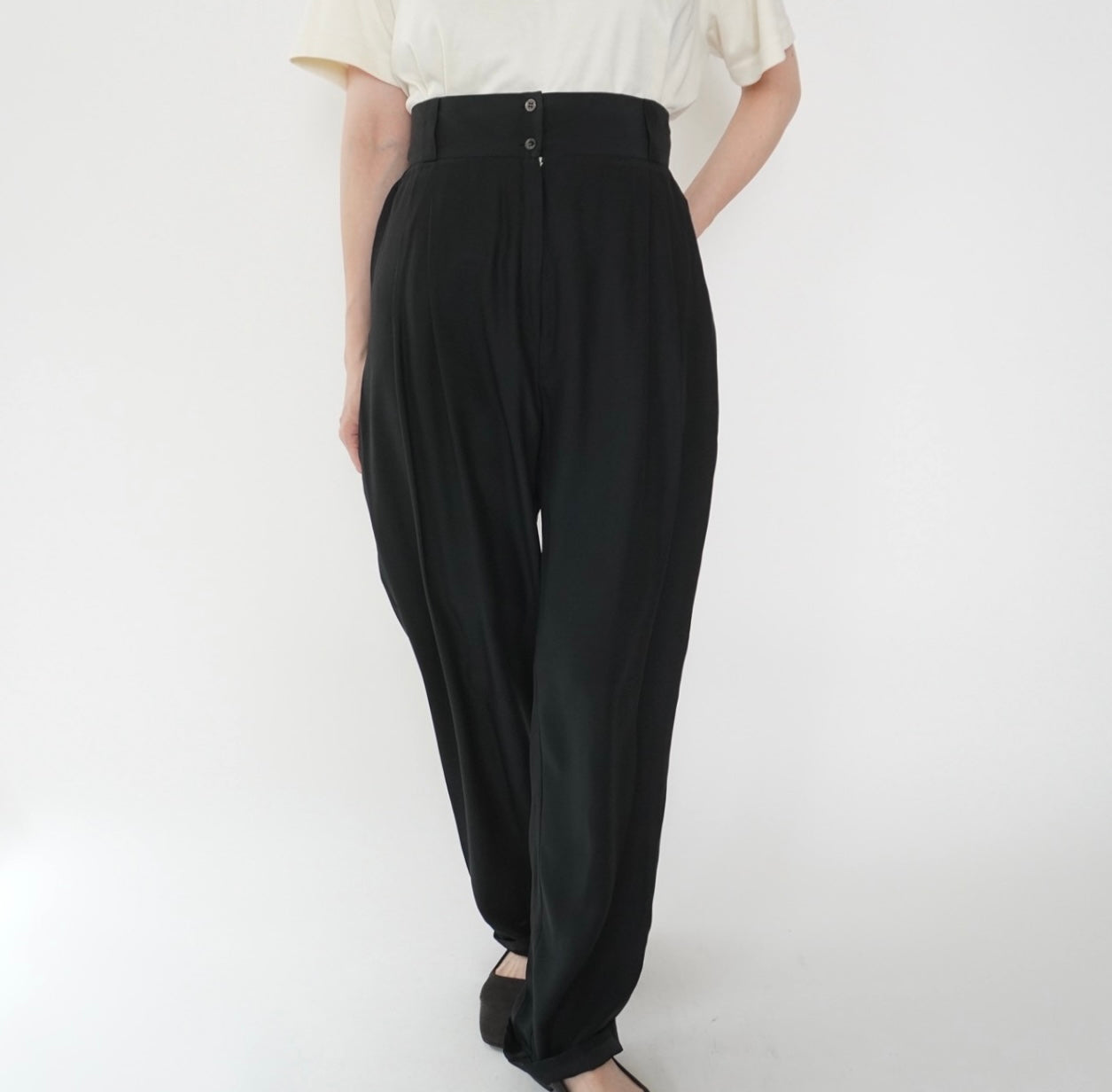 80s Silk High Waist Pants