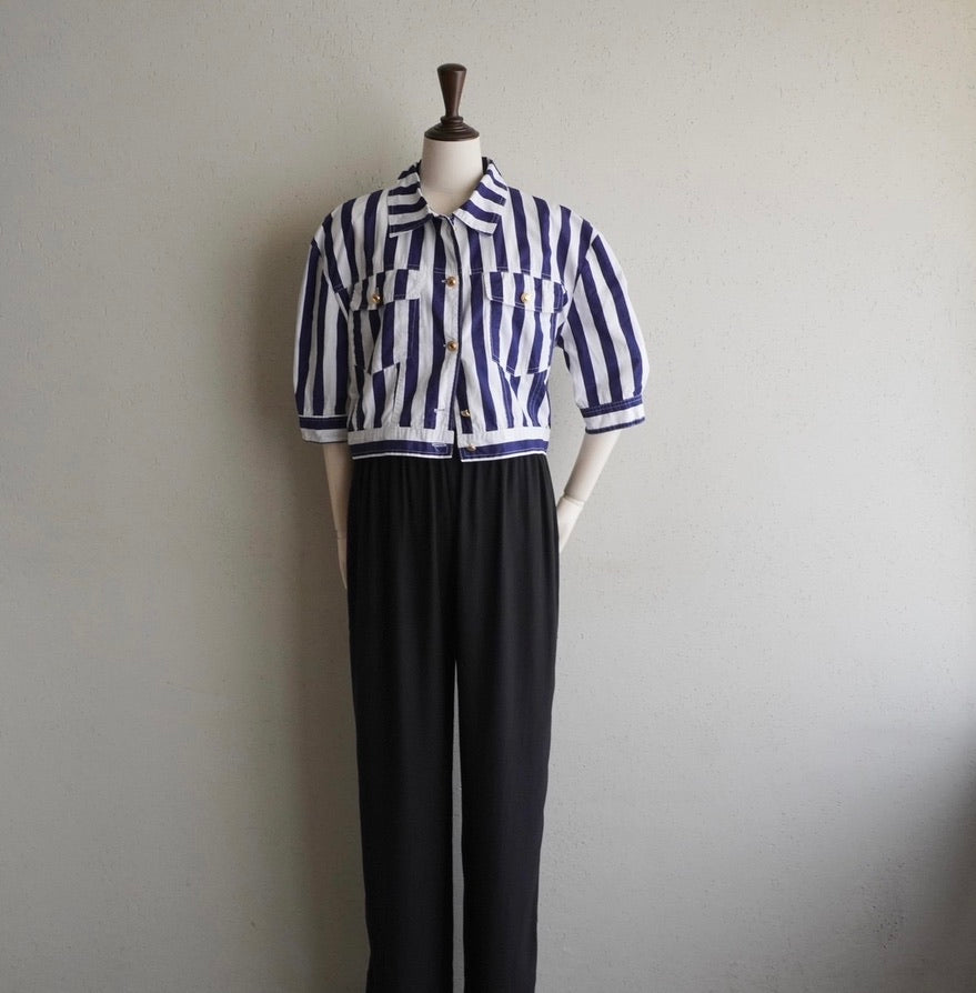 90s Cotton Striped Shirt,Jacket Made in Italy