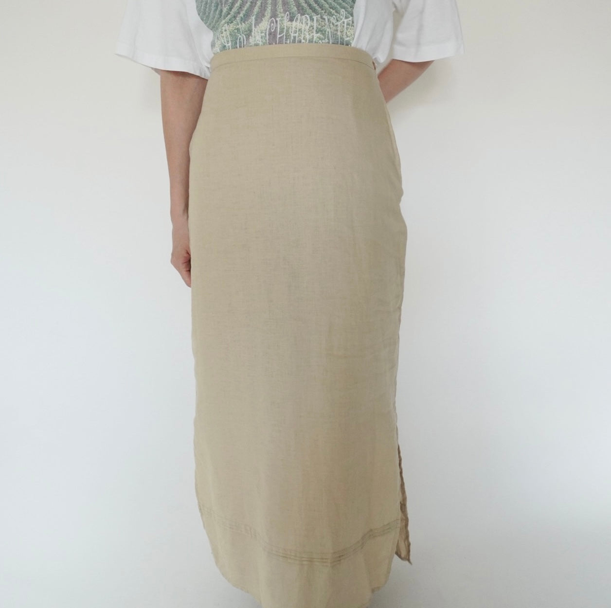 90s EURO Linen Maxi Skirt