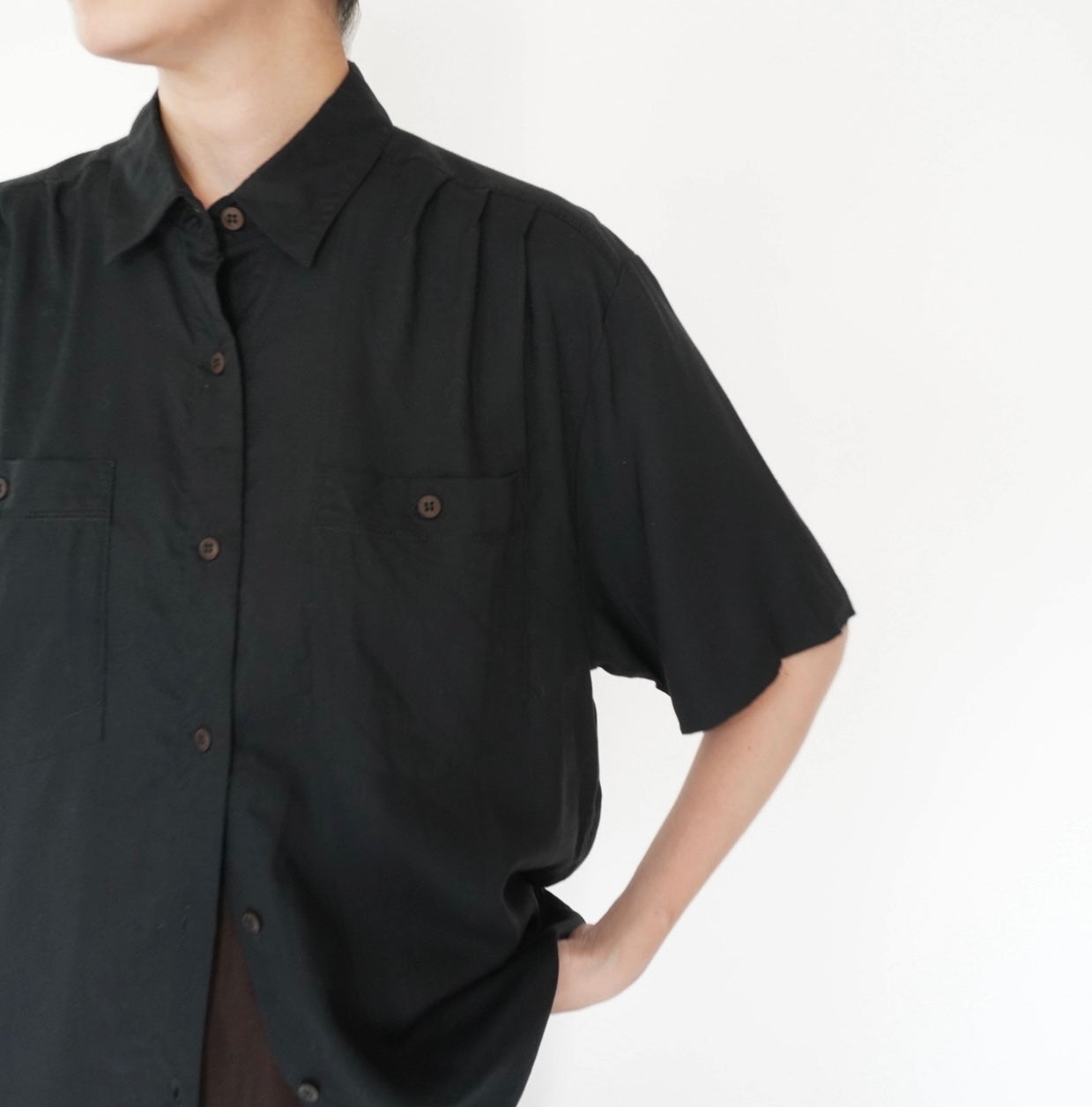 90s Black Rayon Shirt