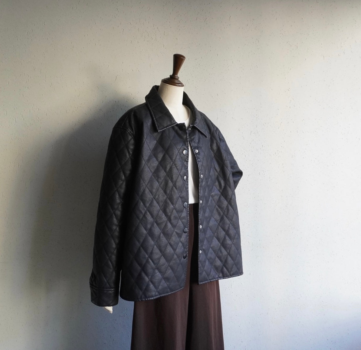 Faux Leather Quilted Jacket