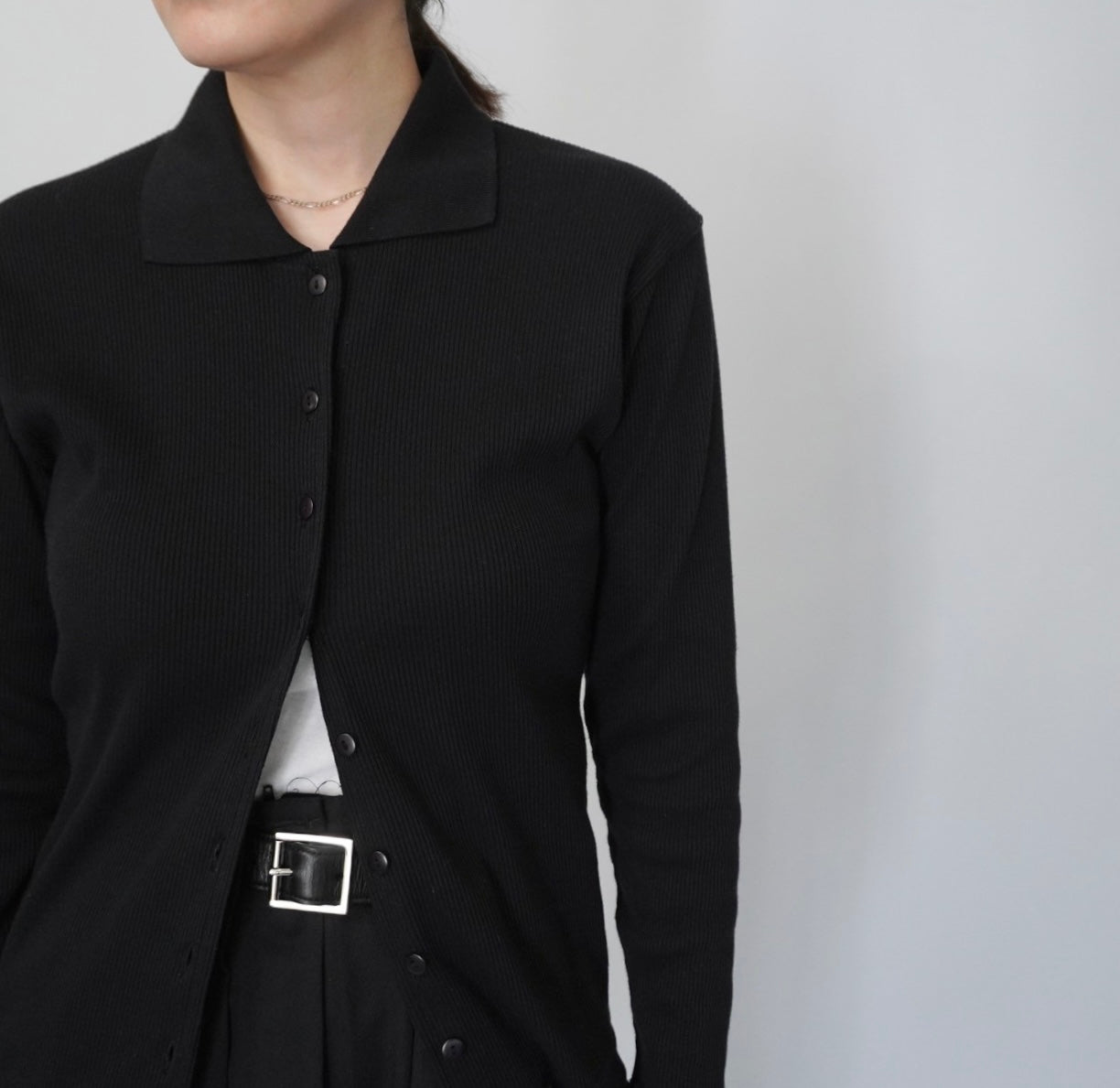 90s Black Ribbed Top
