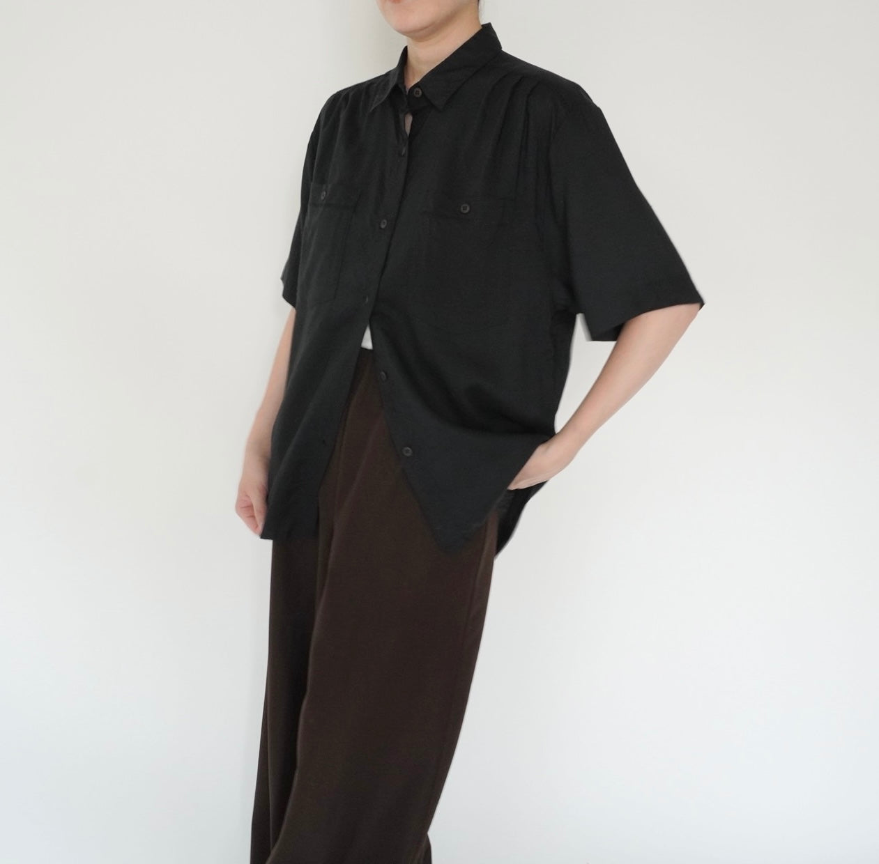 90s Black Rayon Shirt