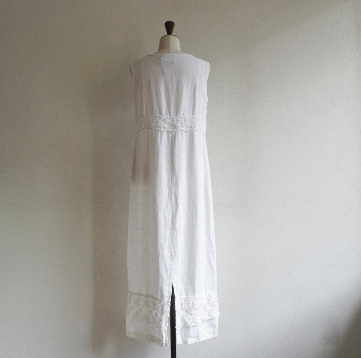 90s Linen×Crochet Maxi Dress Made in USA