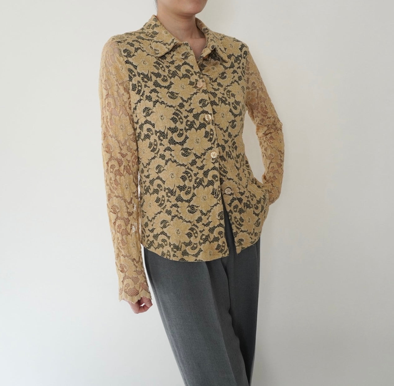 90s Lace Design Shirt Made in USA