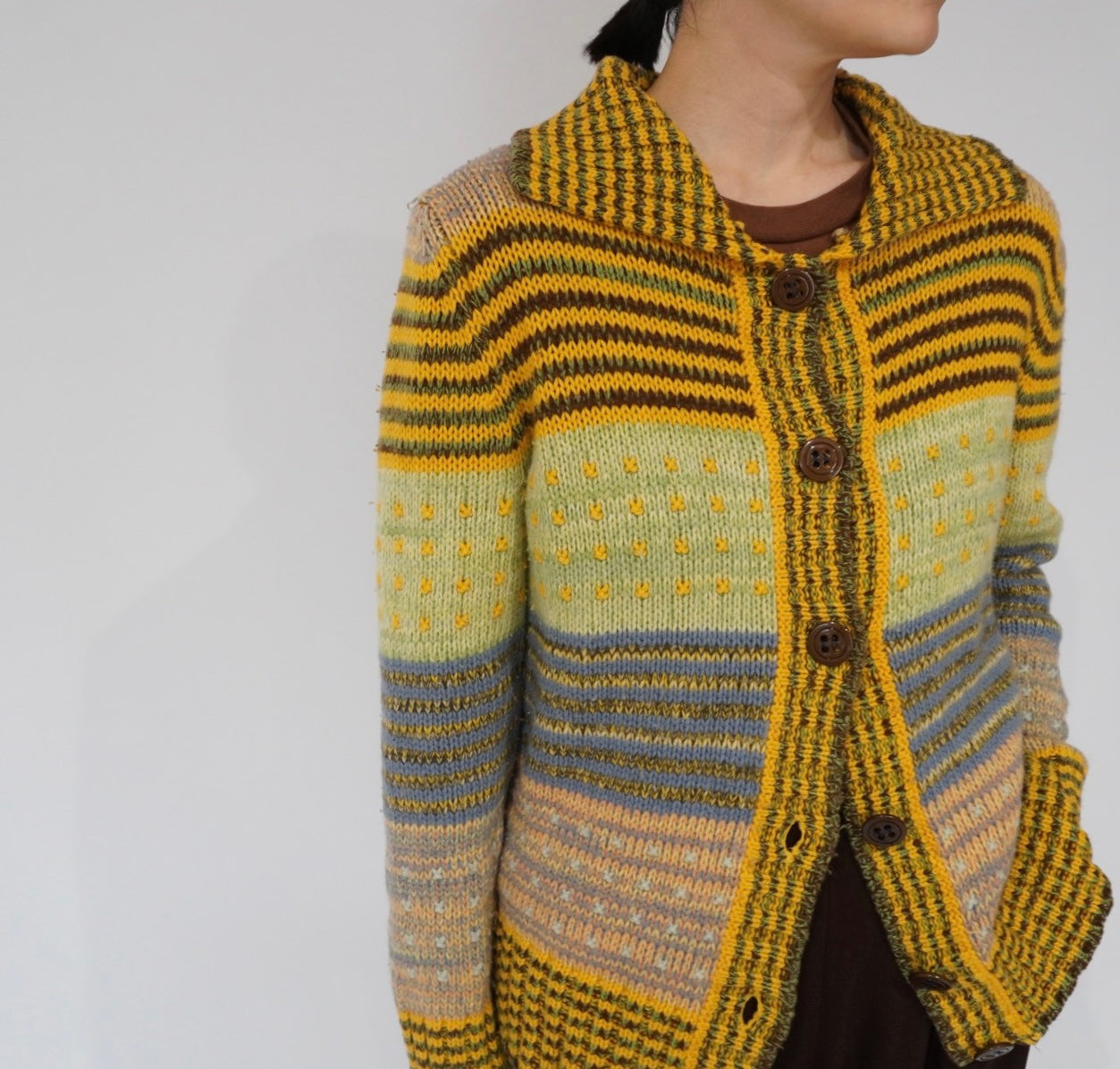 90s "BENETTON" Multi Striped Cardigan Made in Italy