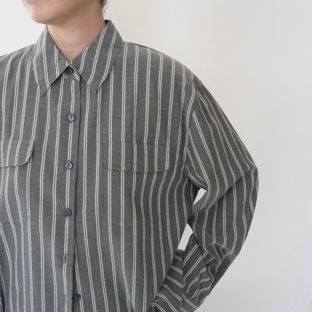 90s Gray Striped Shirt