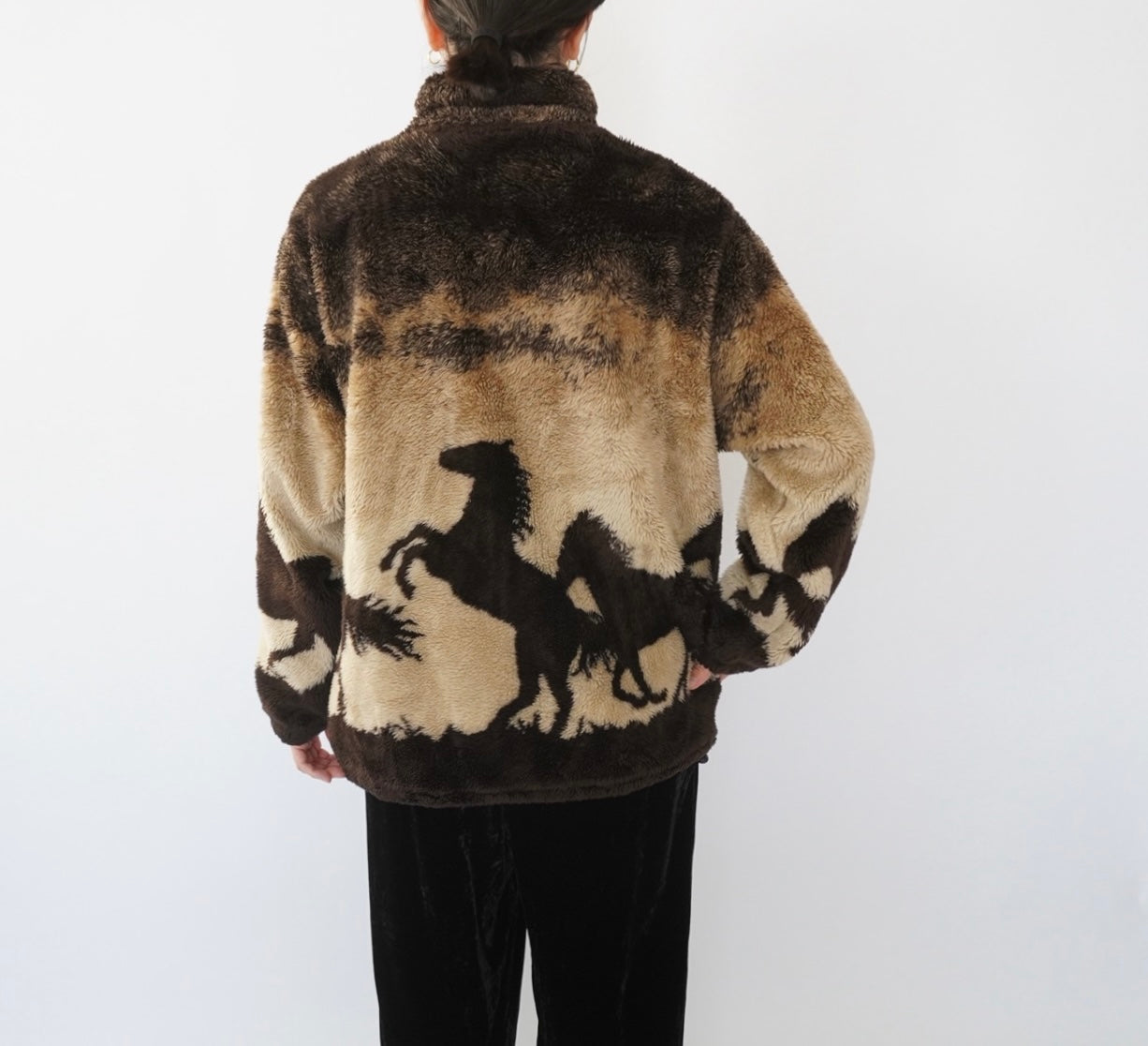 90s Horse Pattern Fleece Jacket Made in USA