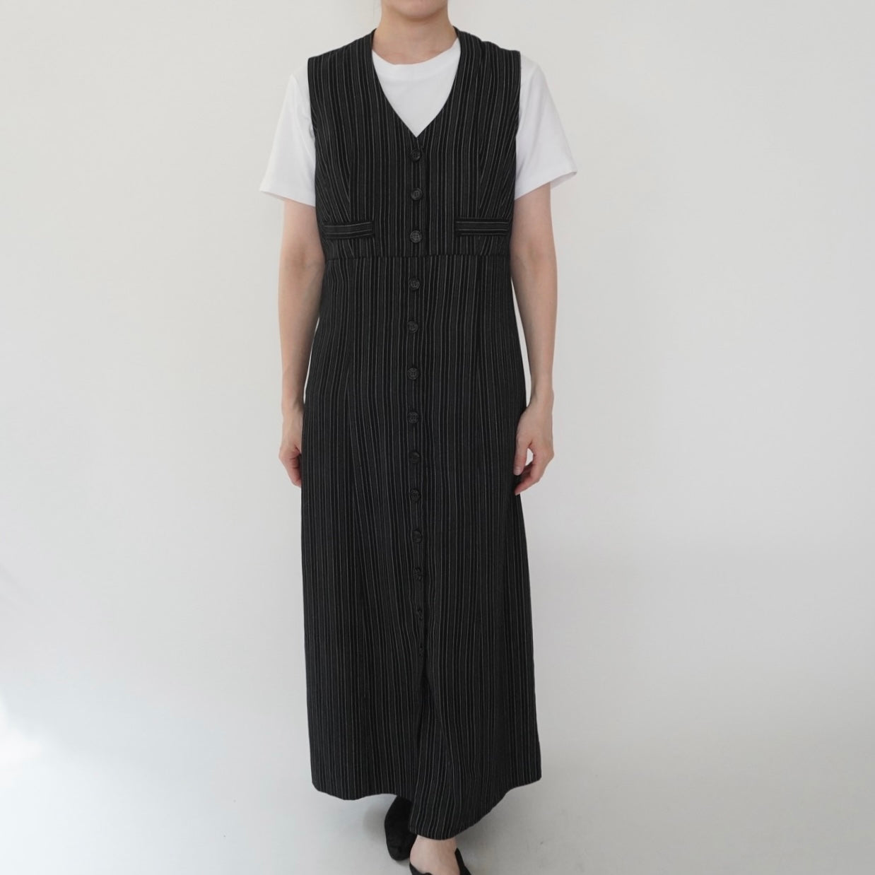 80s Striped Sleeveless Dress Made in USA
