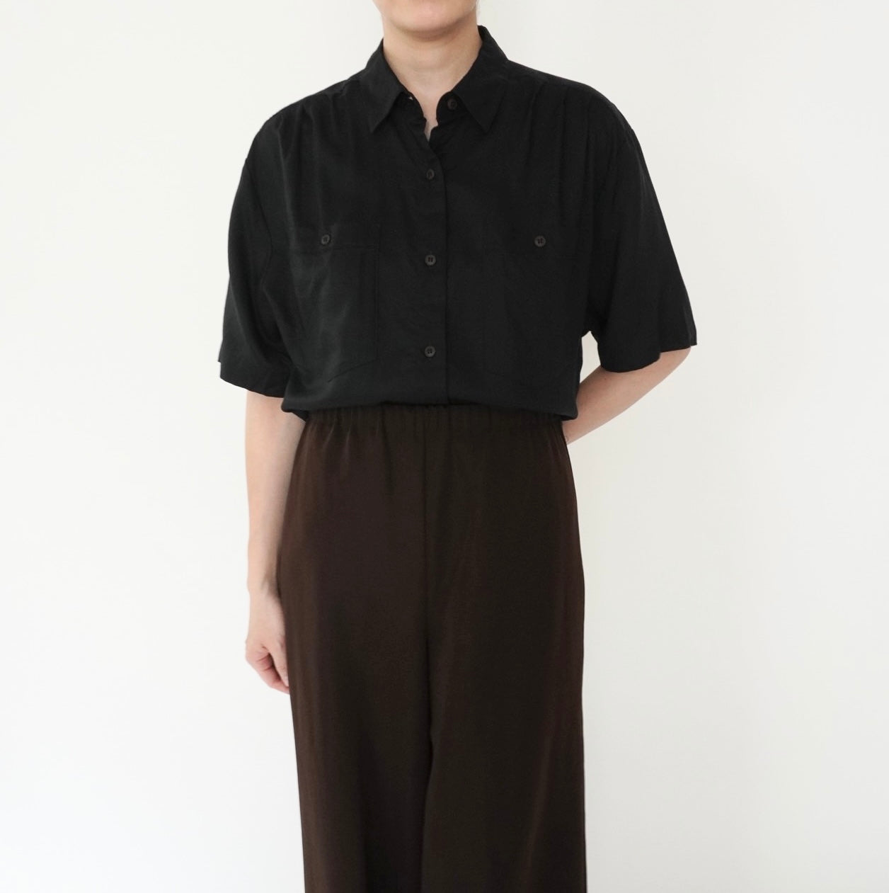 90s Black Rayon Shirt