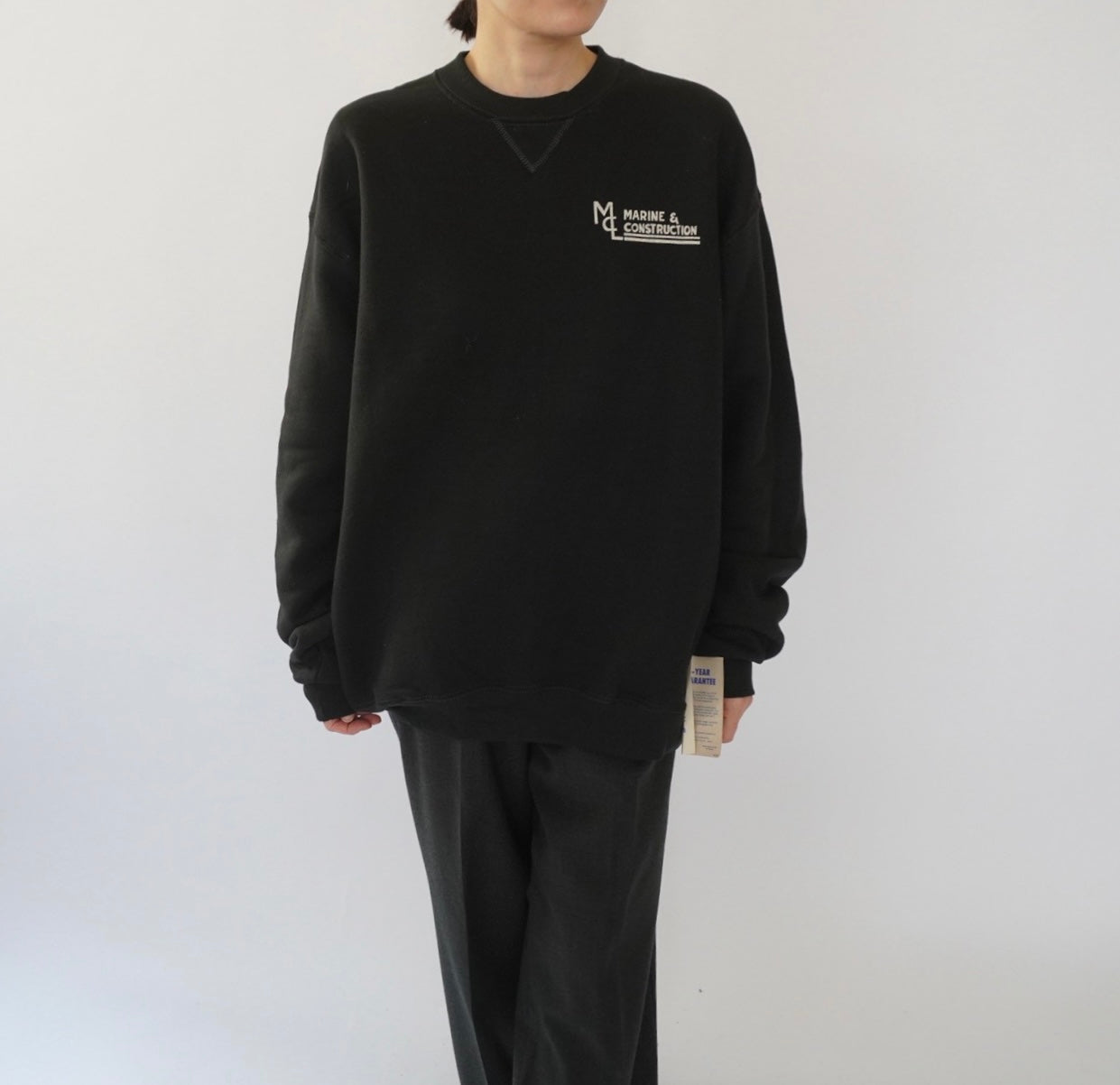 90s ”Marine & Construction" Printed Sweater Made in USA Dead Stock