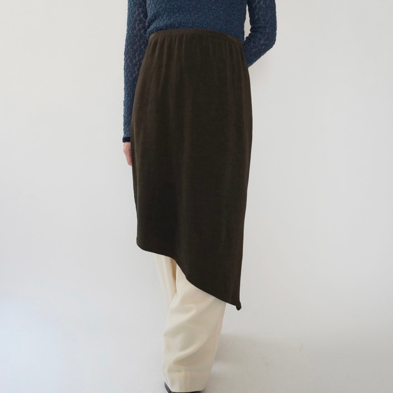 90s Asymmetry Design Ribbed Skirt