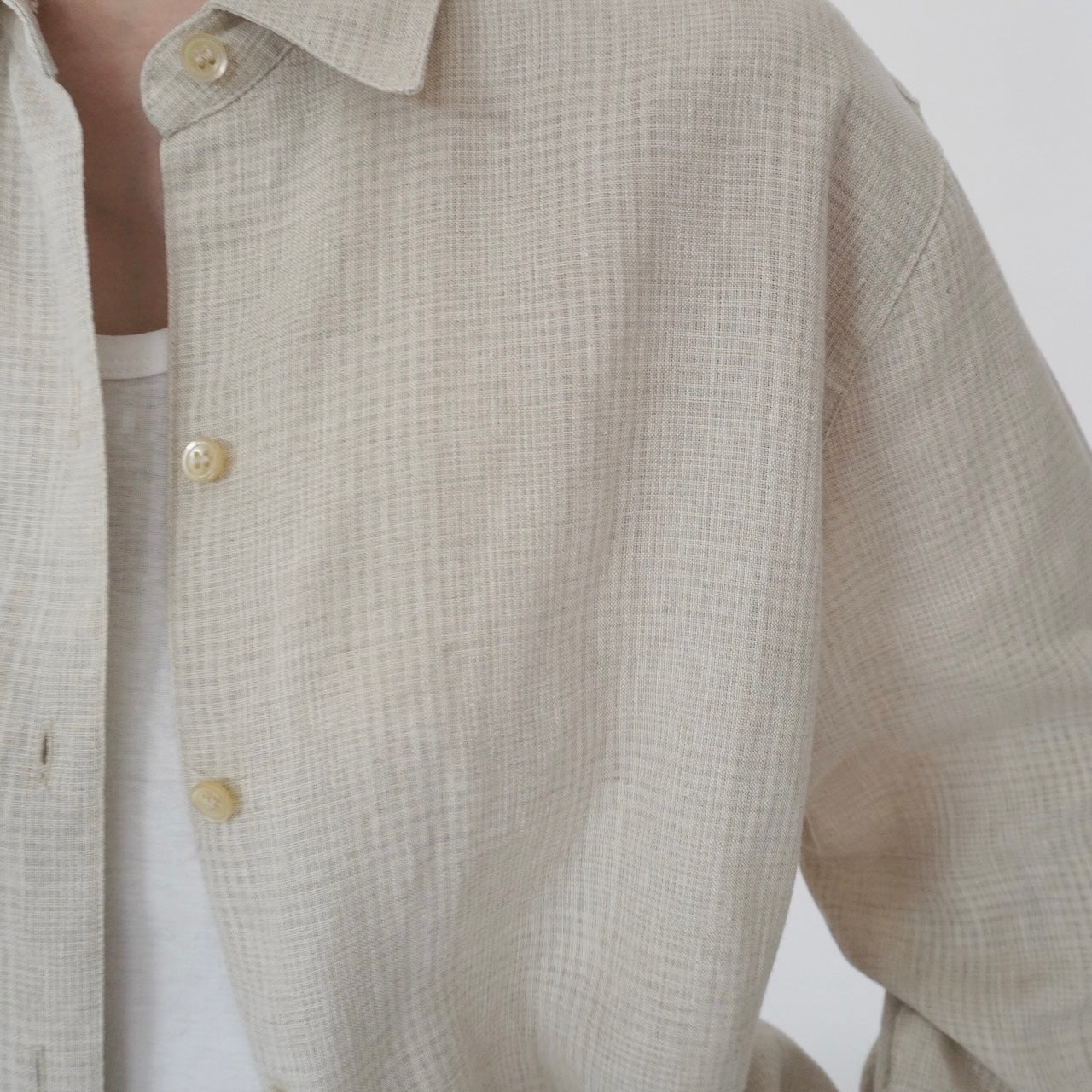 90s Beige Linen Shirt