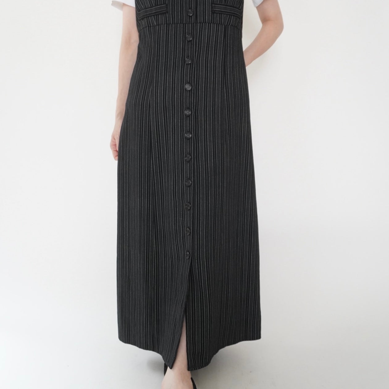 80s Striped Sleeveless Dress Made in USA