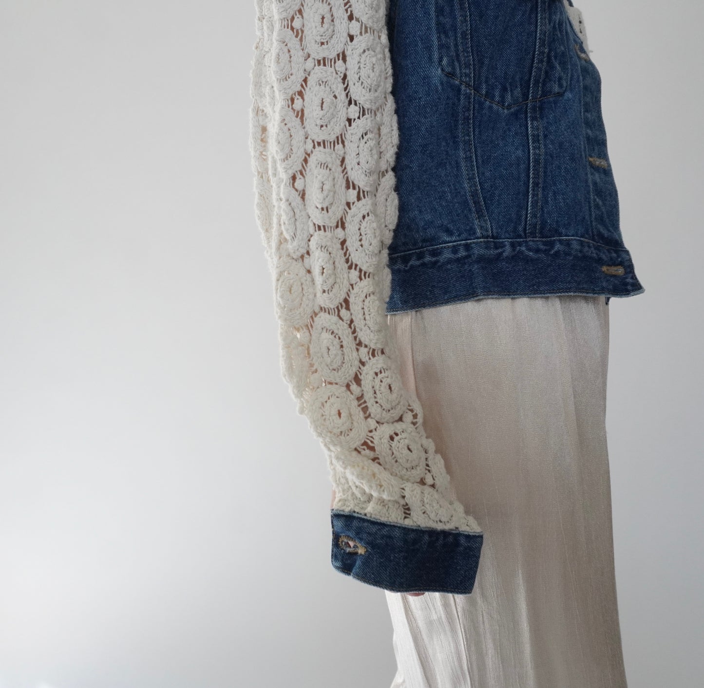 90s Crochet Denim Jacket