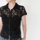 90s Lace Design Zipped Shirt Made in USA