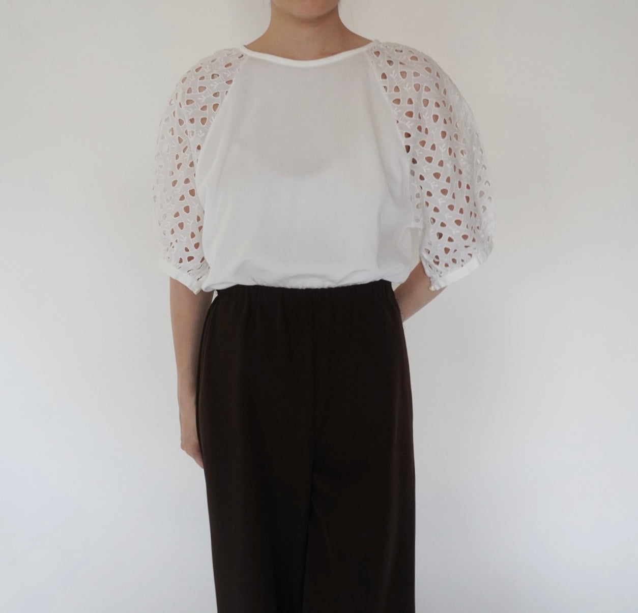 80s Cut Lace Design Blouse