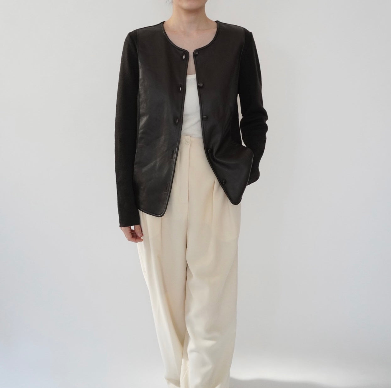 90s Faux Leather Top,Cardigan