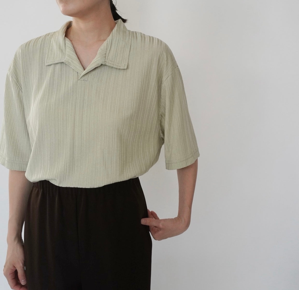 90s Light Green Ribbed Top