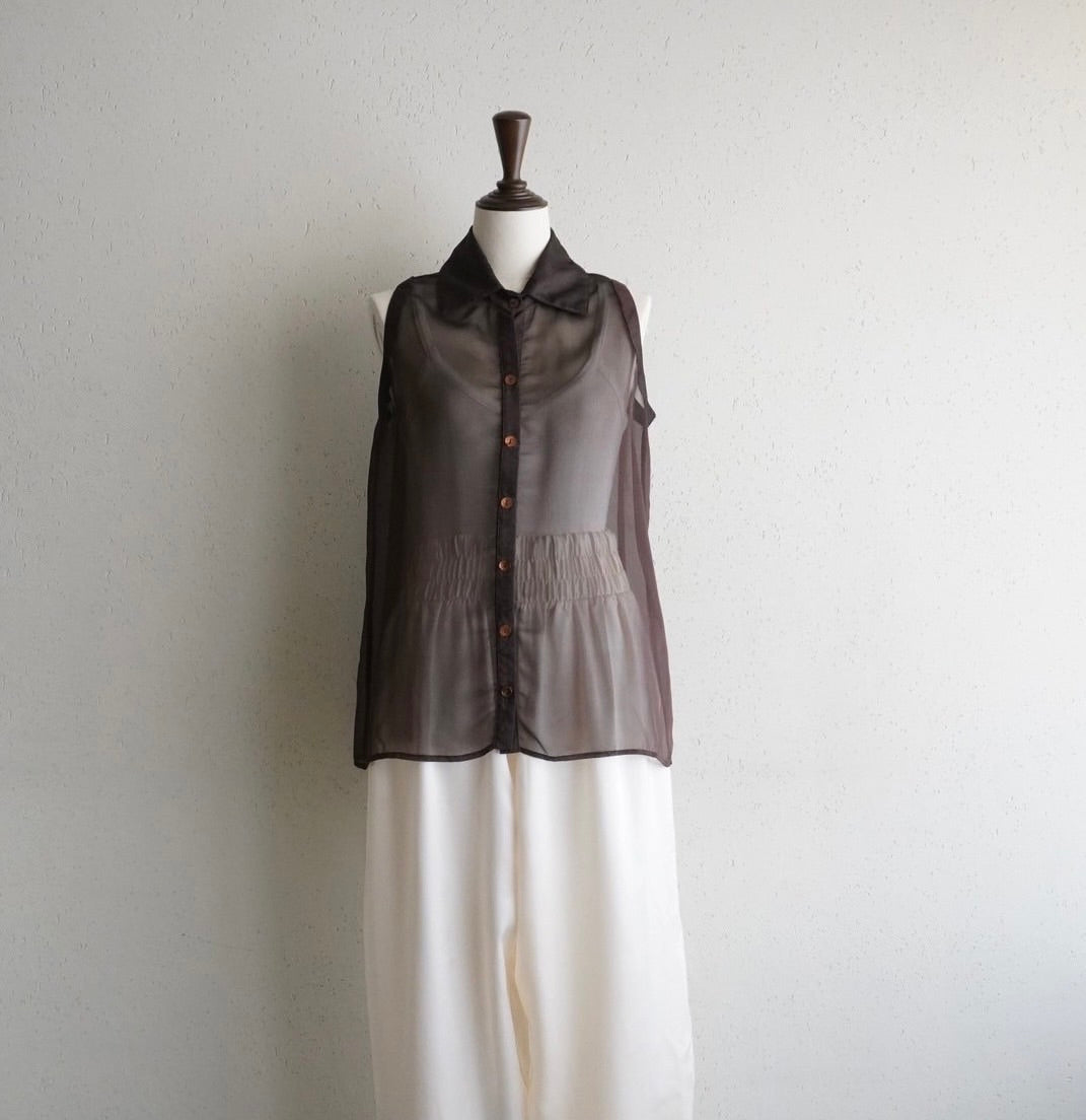 90s Sleeveless Sheer Shirt