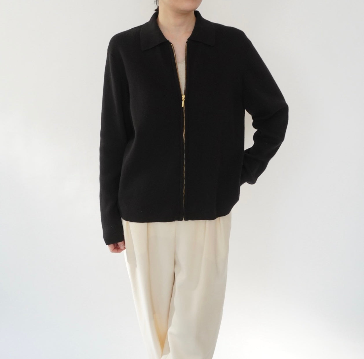 90s Cotton Knit Zip Top