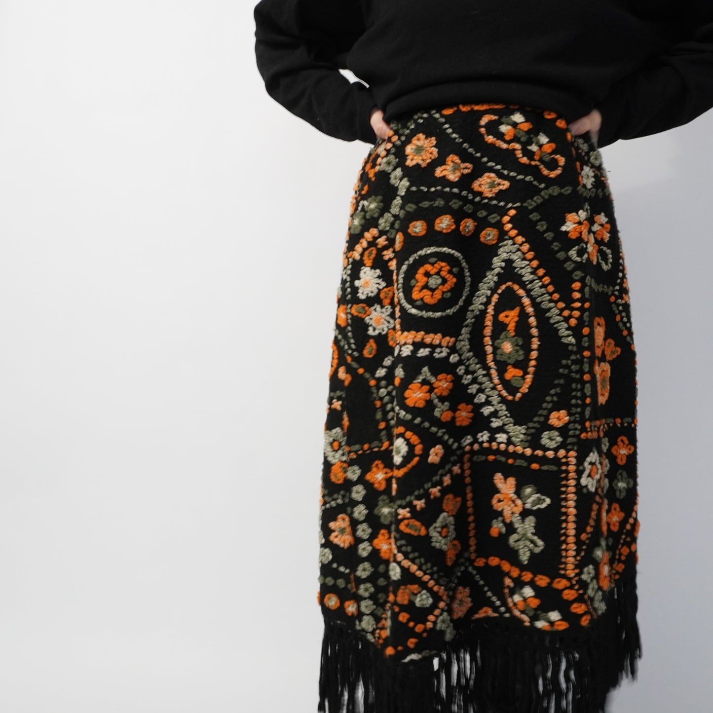 80s Fringe Design Skirt Made in Italy