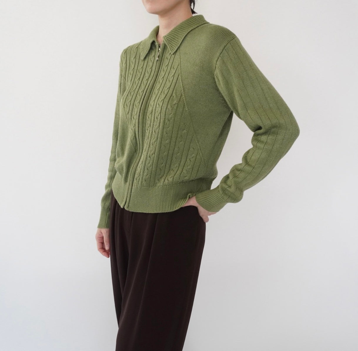 90s Zip Light Knit Top