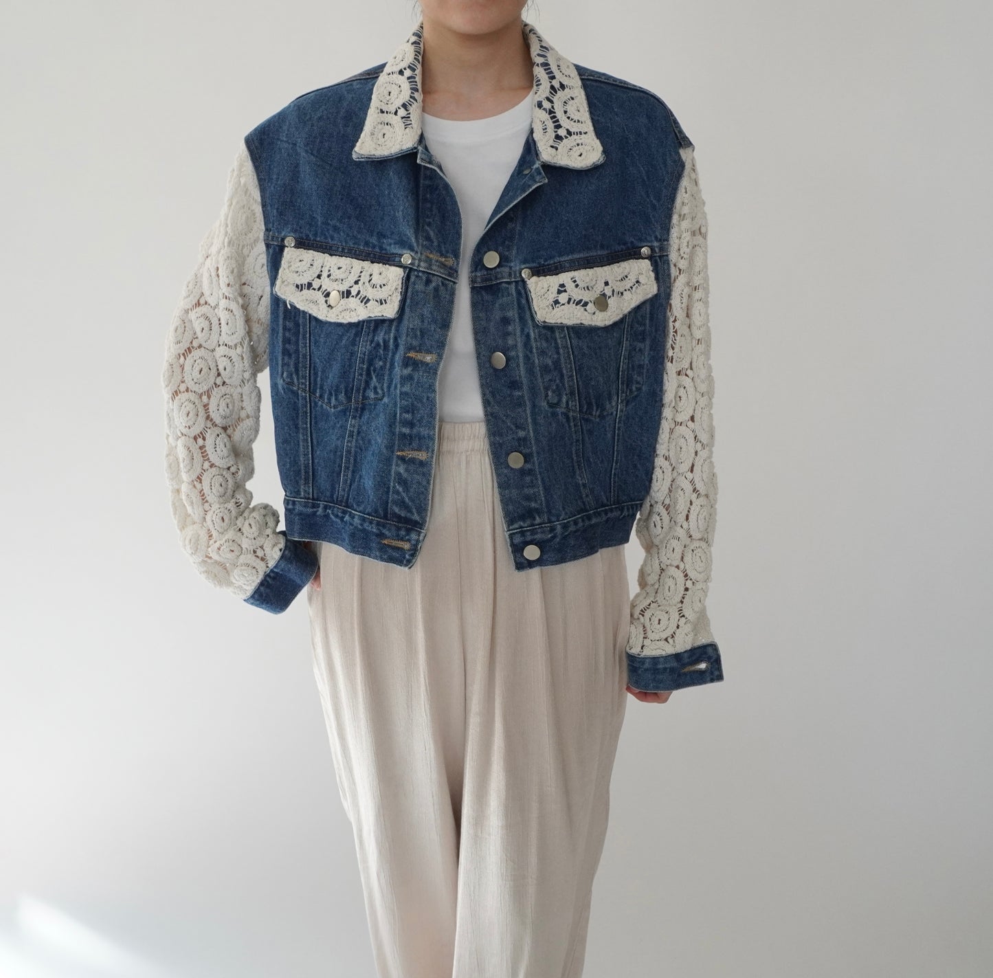 90s Crochet Denim Jacket