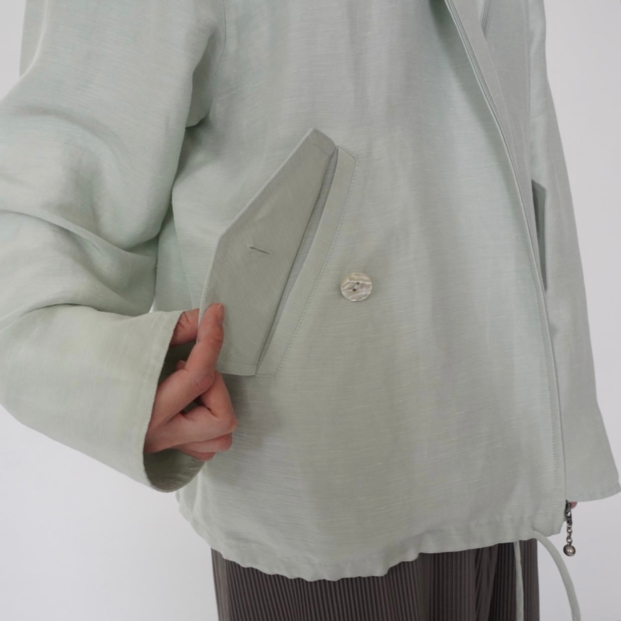 90s Linen×Silk Hoodie Jacket