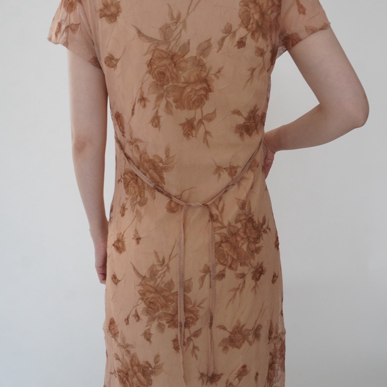 90s Printed Sheer  Maxi Dress