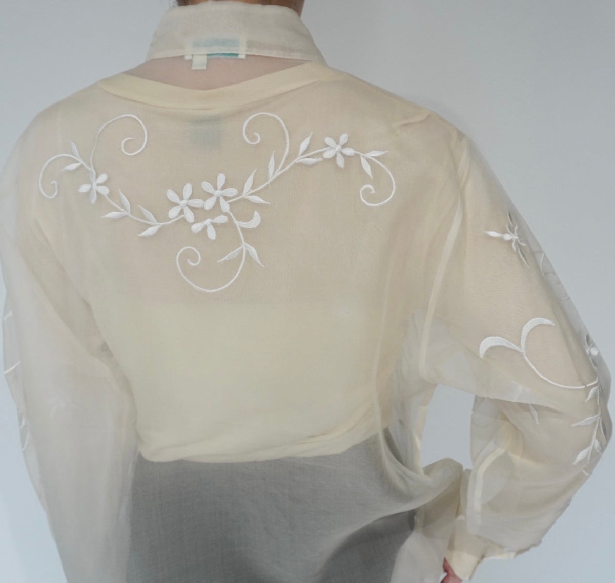 90s Embroidery Silk Shirt
