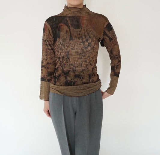 90s Pattern Sheer Top Made in USA