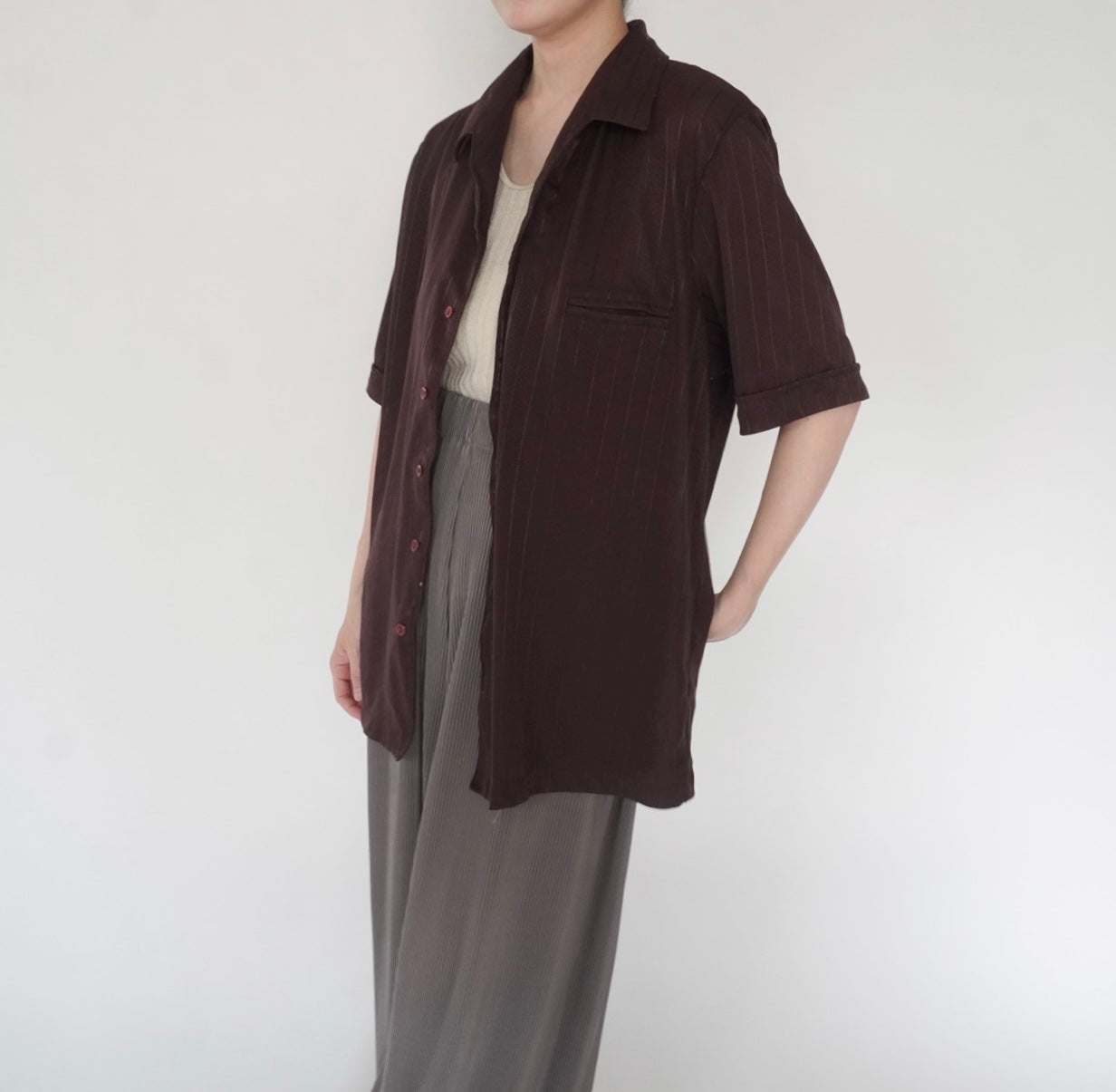 80s Brown Striped Shirt