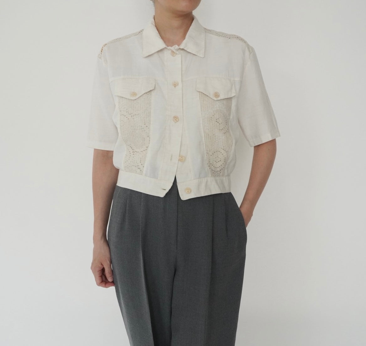 80s EURO Crochet Design Shirt