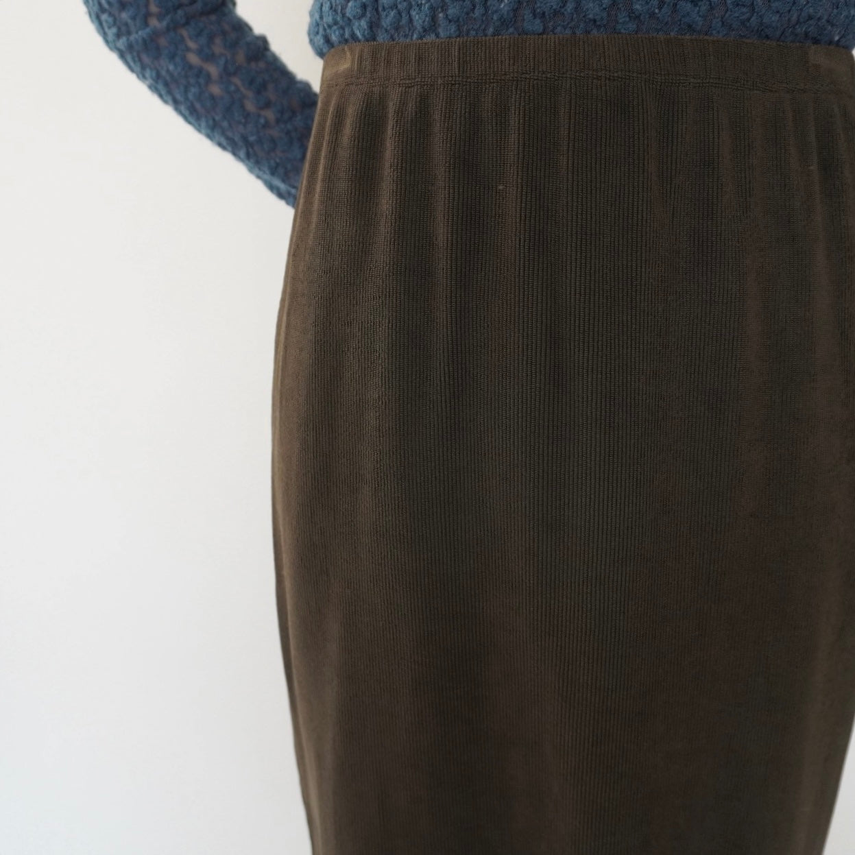 90s Asymmetry Design Ribbed Skirt