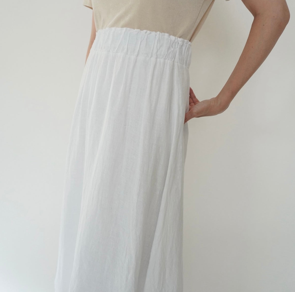 90s White Linen Skirt